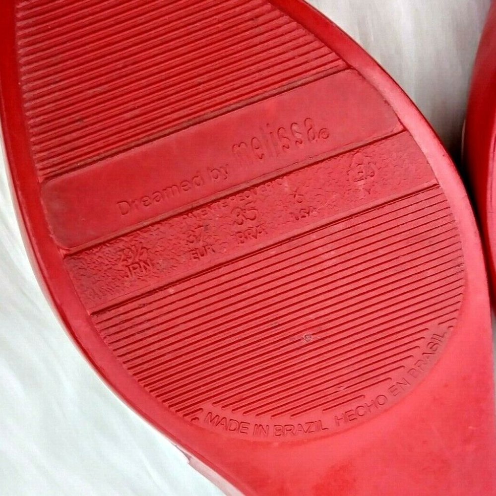 Dreamed by Melissa Red Rubber Pointed Toe Flats - Picture 8 of 8